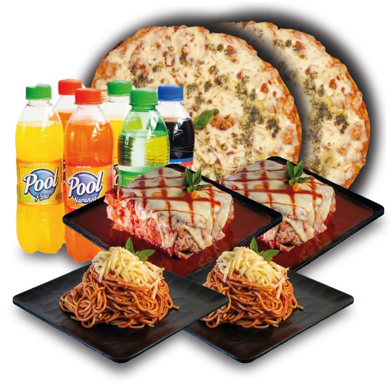 Combo de comida italiana y refresco