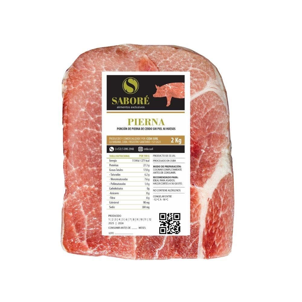 Pierna de cerdo sin piel y sin hueso, 2 kg
